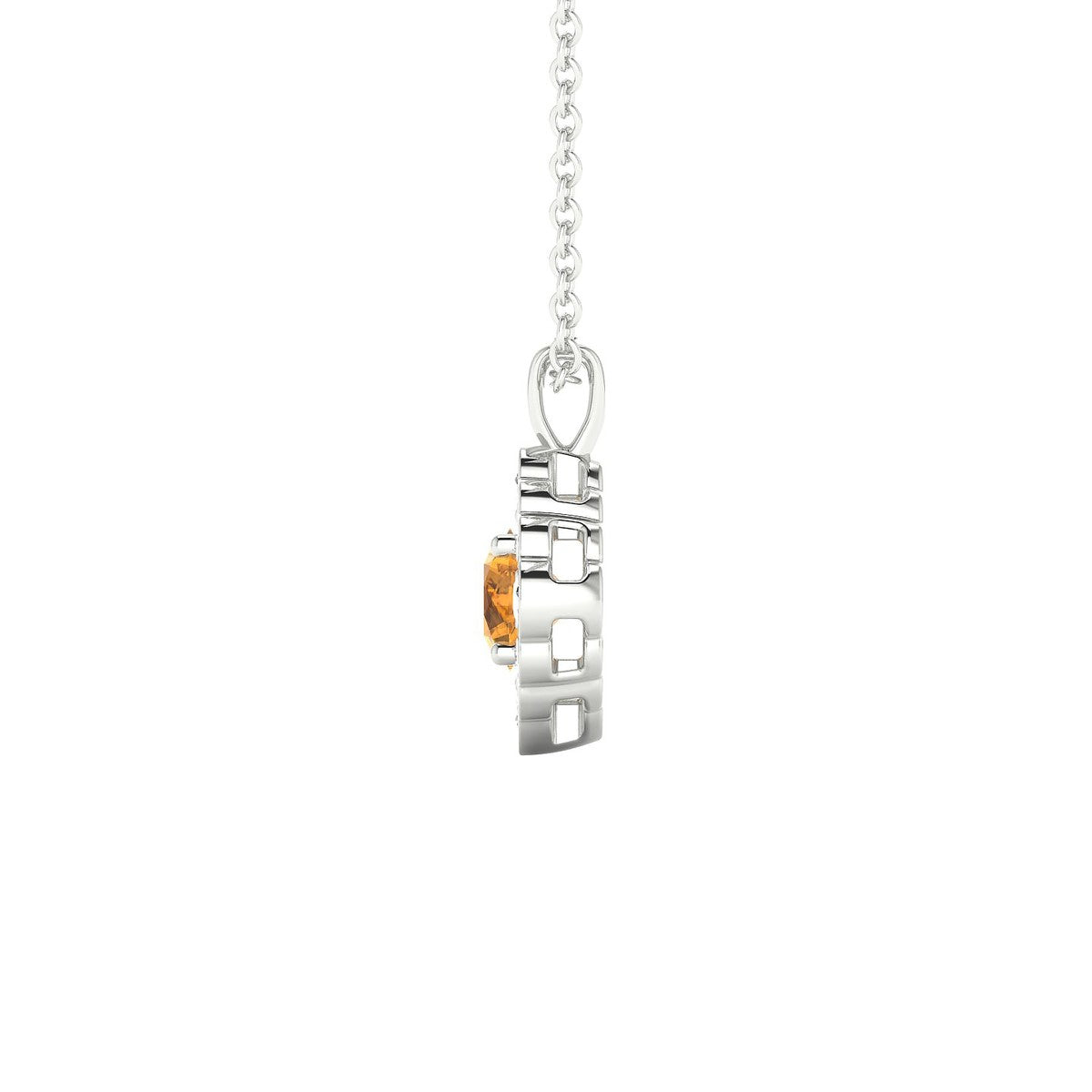 Aura | 18k White Gold 4.5 mm Round Citrine Pendant