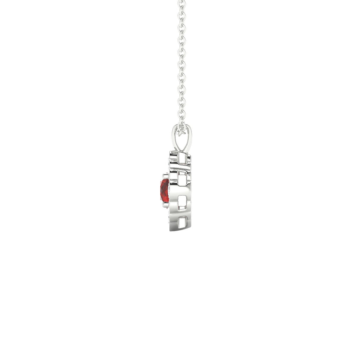 Aura | 18k White Gold 4.5 mm Round Garnet Pendant