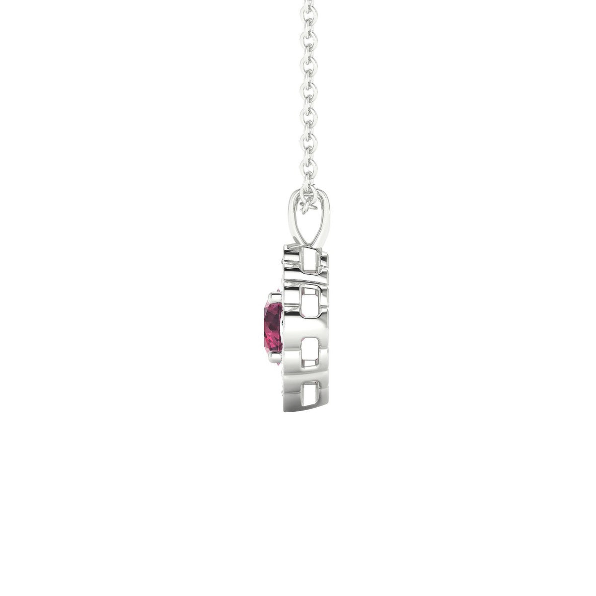Aura | 18k White Gold 4.5 mm Round Rhodolite Pendant