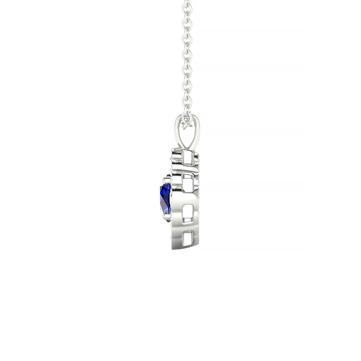 Aura | 18k White Gold 4.5 mm Round Sapphire Pendant