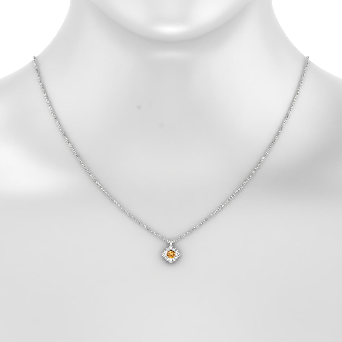 Aura | 18k White Gold 4.5 mm Round Citrine Pendant