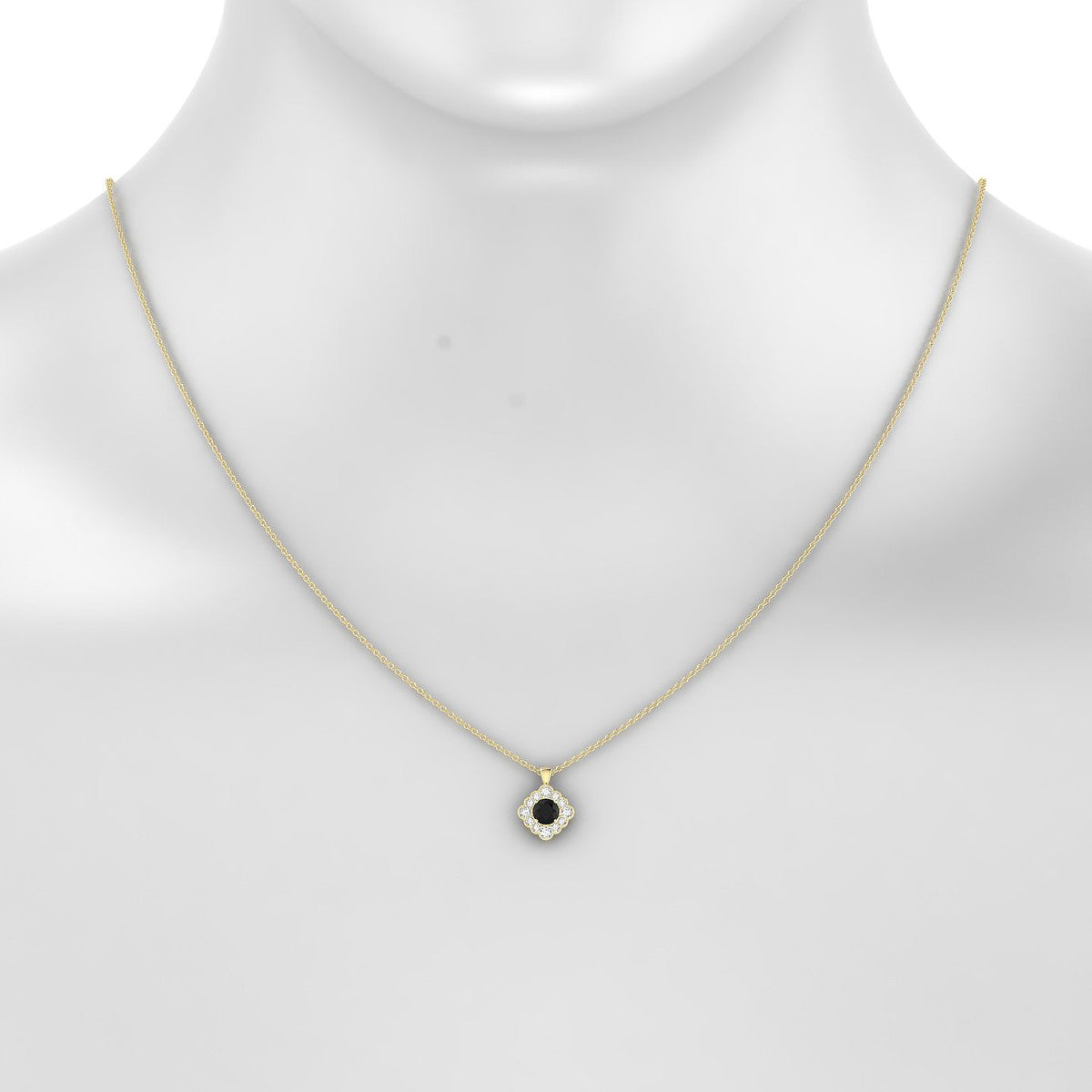 Aura | 18k Yellow Gold 4.5 mm Round Black Diamond Pendant
