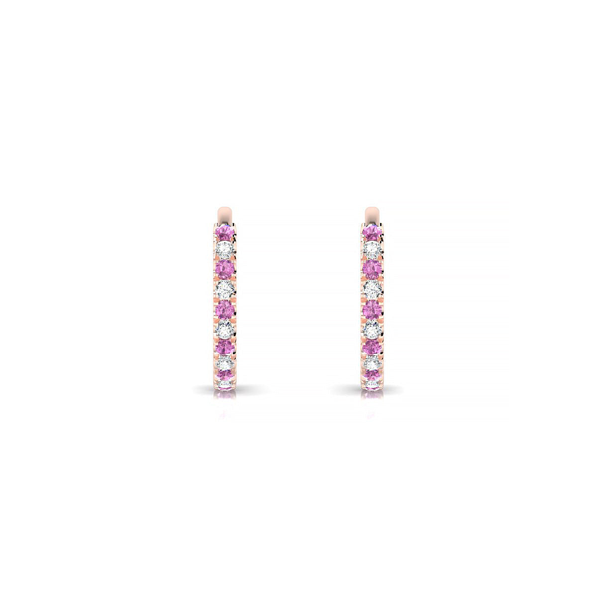 Bliss | 18k Rose Gold 1.1 mm Round Pink Sapphire Hoop Earrings