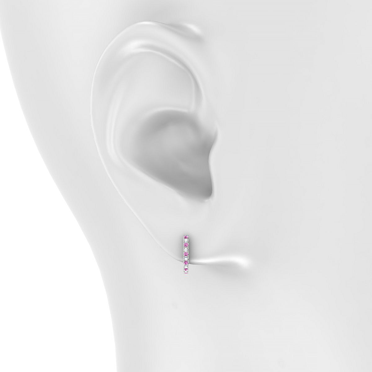 Bliss | 18k White Gold 1.1 mm Round Pink Sapphire Hoop Earrings