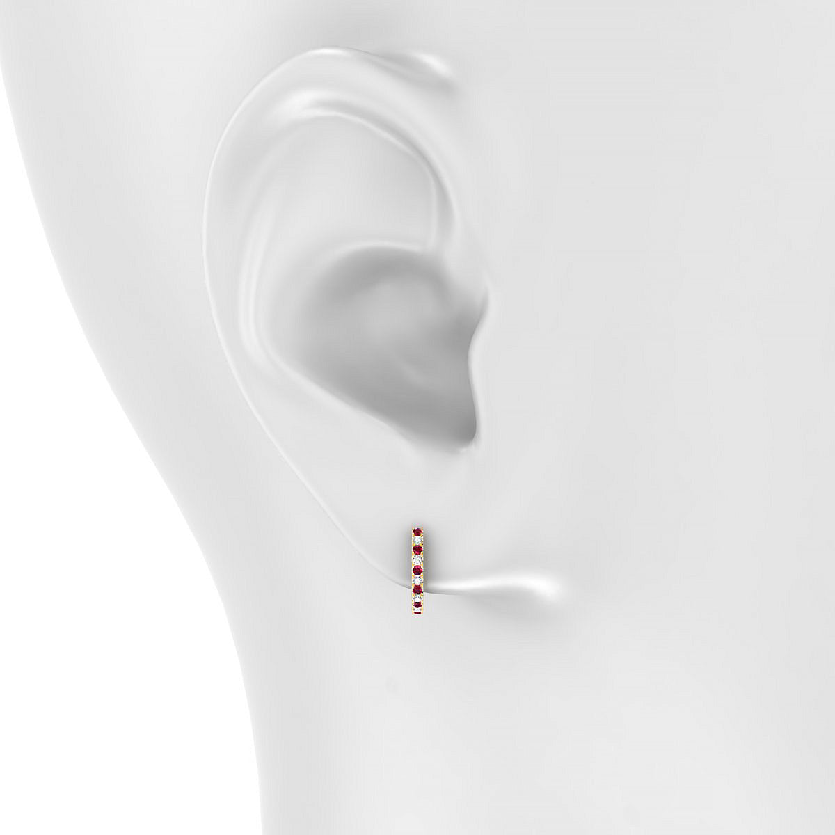 Bliss | 18k Yellow Gold 1.1 mm Round Ruby Hoop Earrings