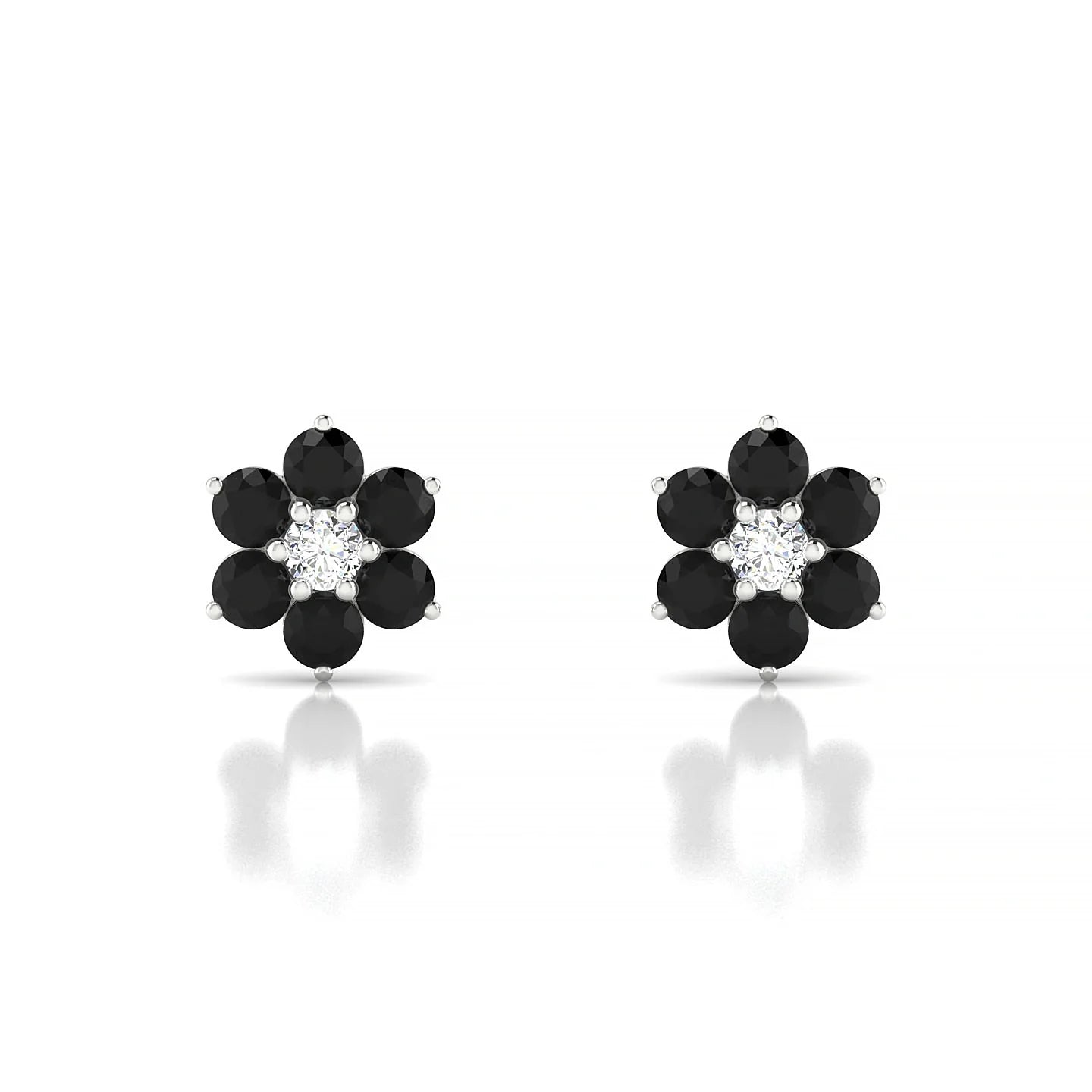 Bloom | 18k White Gold 2.5 mm Round Black Diamond Earrings