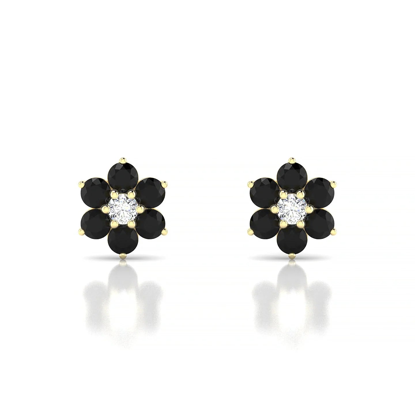 Bloom | 18k Yellow Gold 2.5 mm Round Black Diamond Earrings