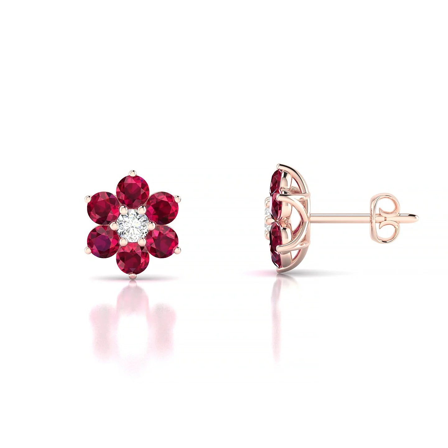 Bloom | 18k Rose Gold 2.5 mm Round Ruby Earrings