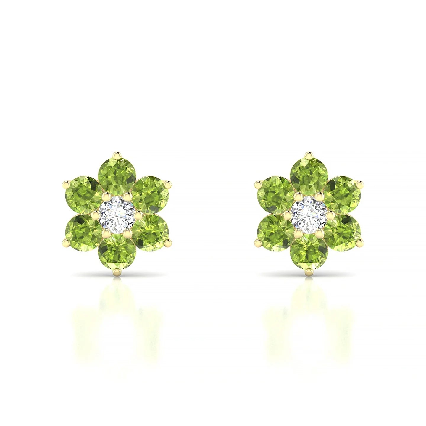 Bloom | 18k Yellow Gold 3 mm Round Peridot Earrings