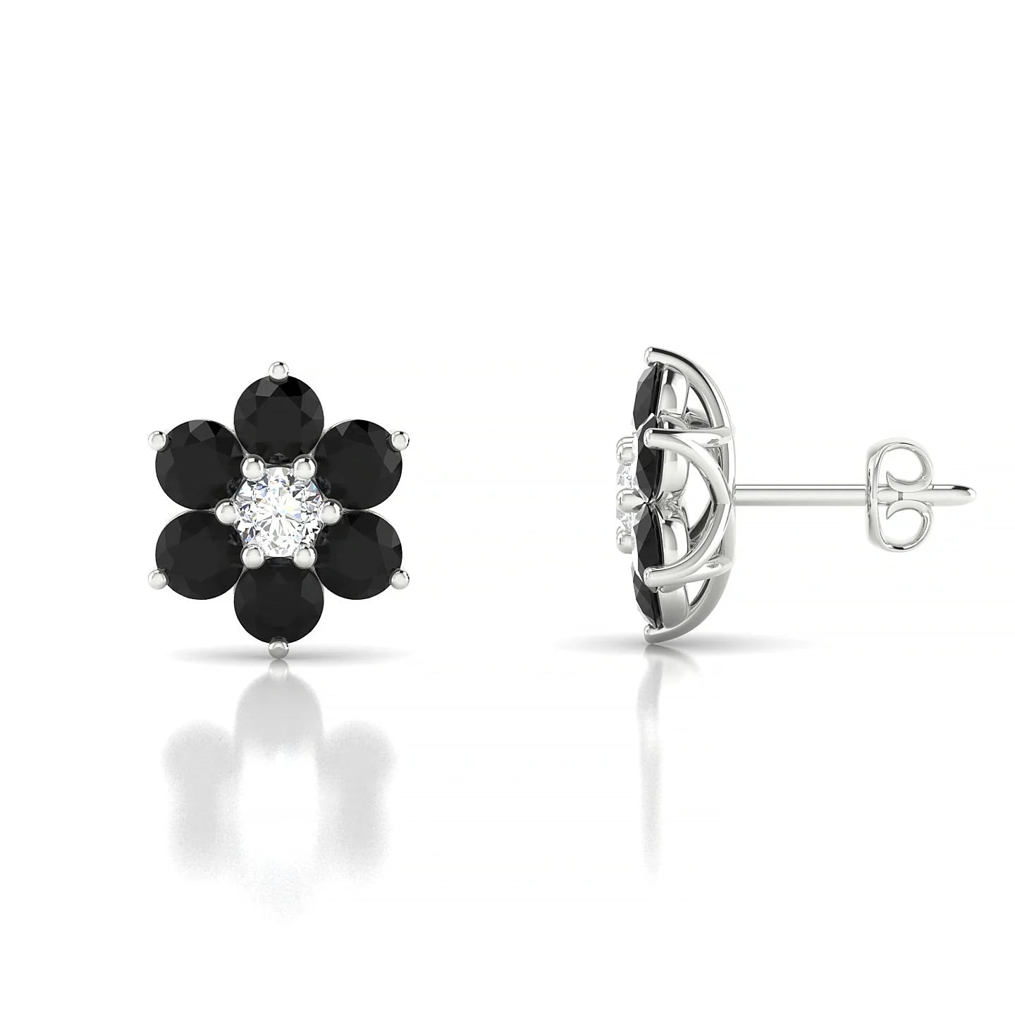 Bloom | 18k White Gold 3 mm Round Black Diamond Earrings