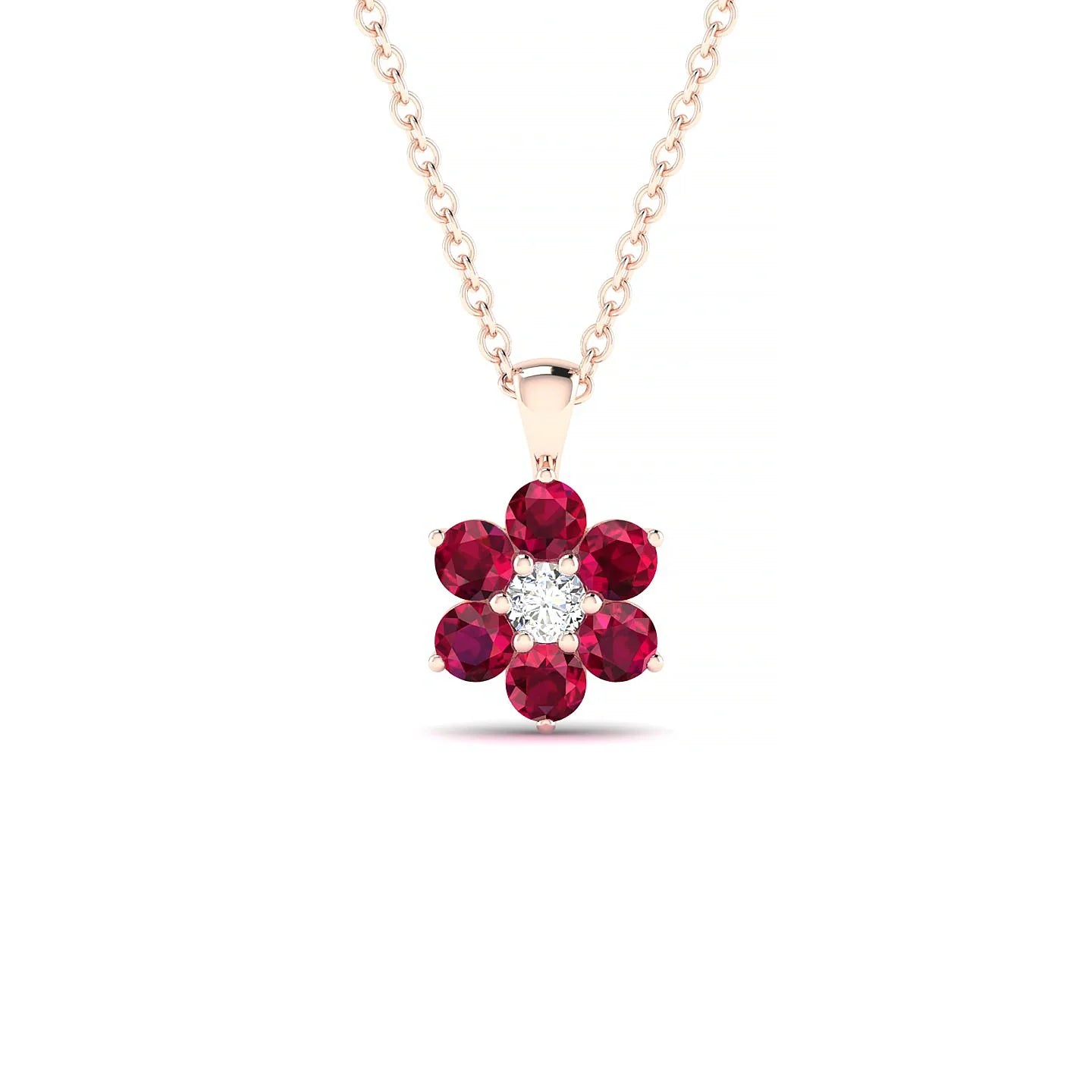 Bloom | 18k Rose Gold 2.5 mm Round Ruby Pendant