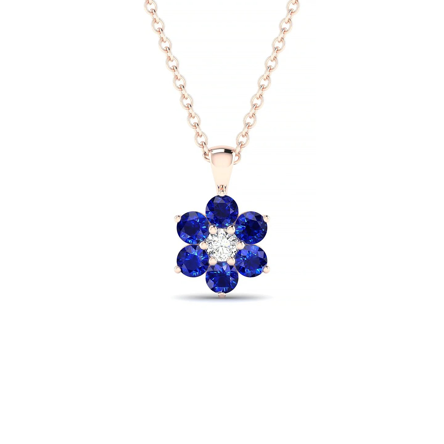 Bloom | 18k Rose Gold 2.5 mm Round Sapphire Pendant