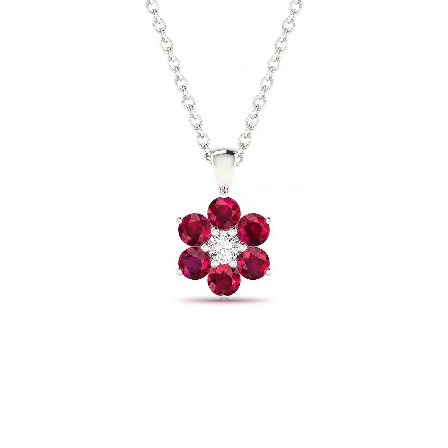 Bloom | 18k White Gold 2.5 mm Round Ruby Pendant