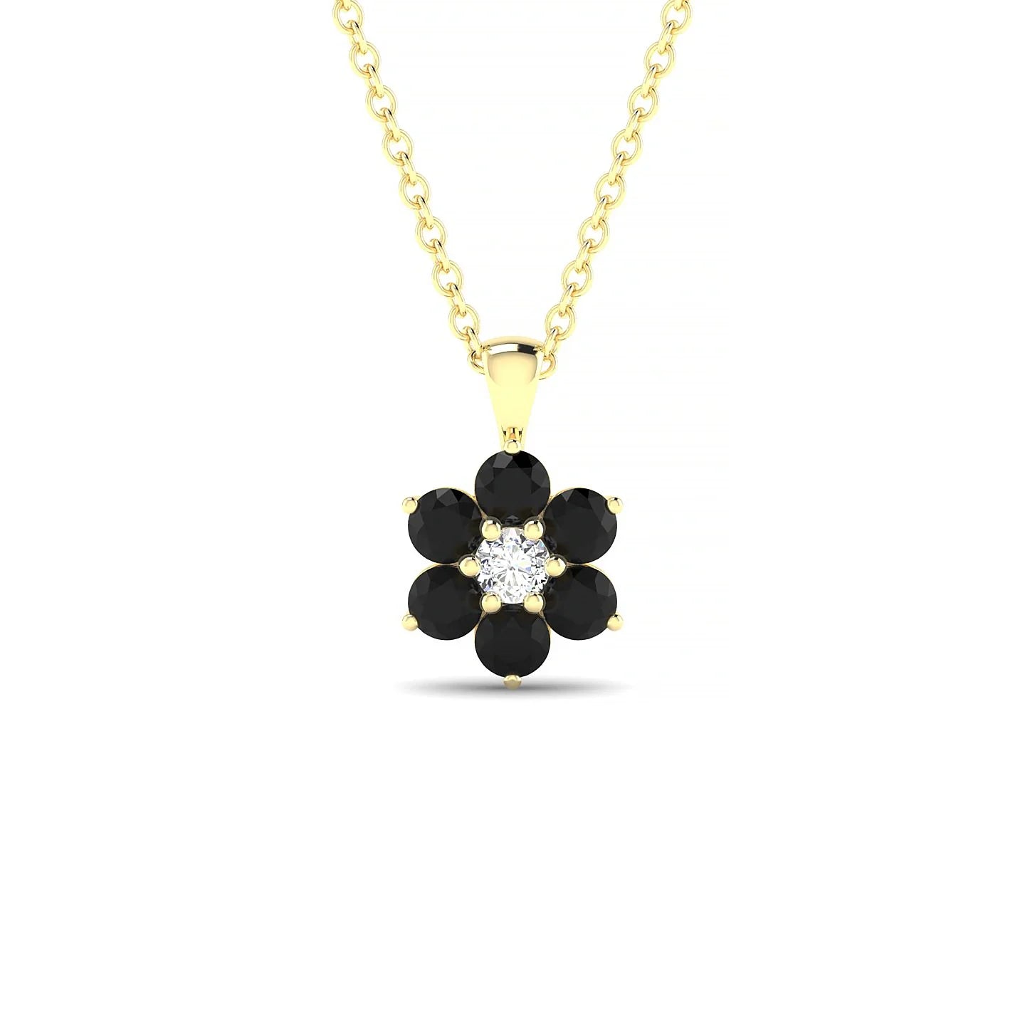 Bloom | 18k Yellow Gold 2.5 mm Round Black Diamond Pendant