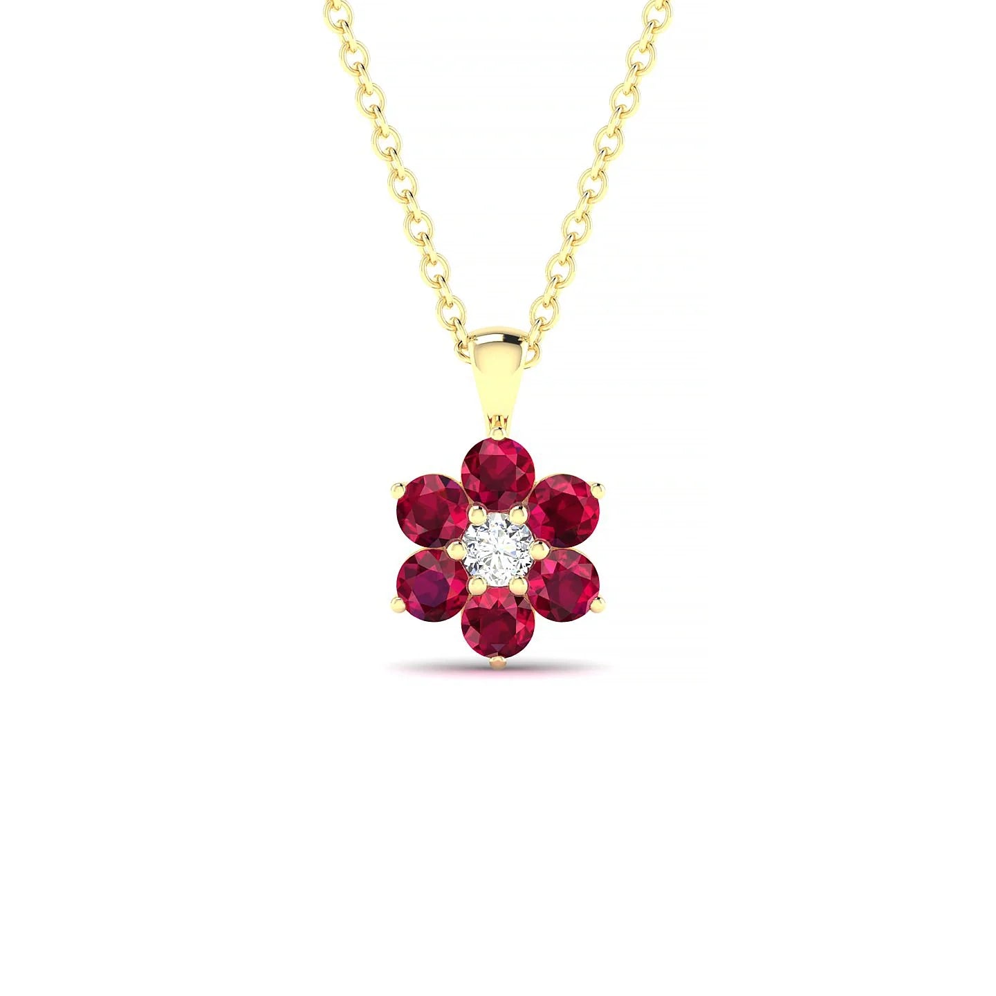 Bloom | 18k Yellow Gold 2.5 mm Round Ruby Pendant
