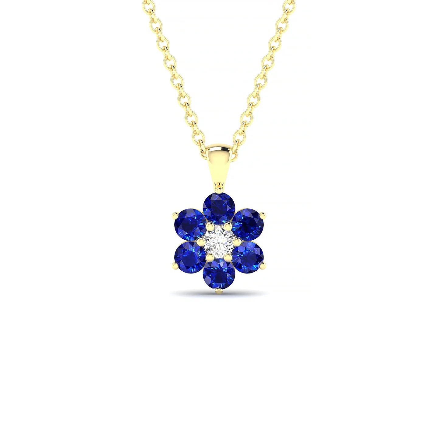Bloom | 18k Yellow Gold 2.5 mm Round Sapphire Pendant