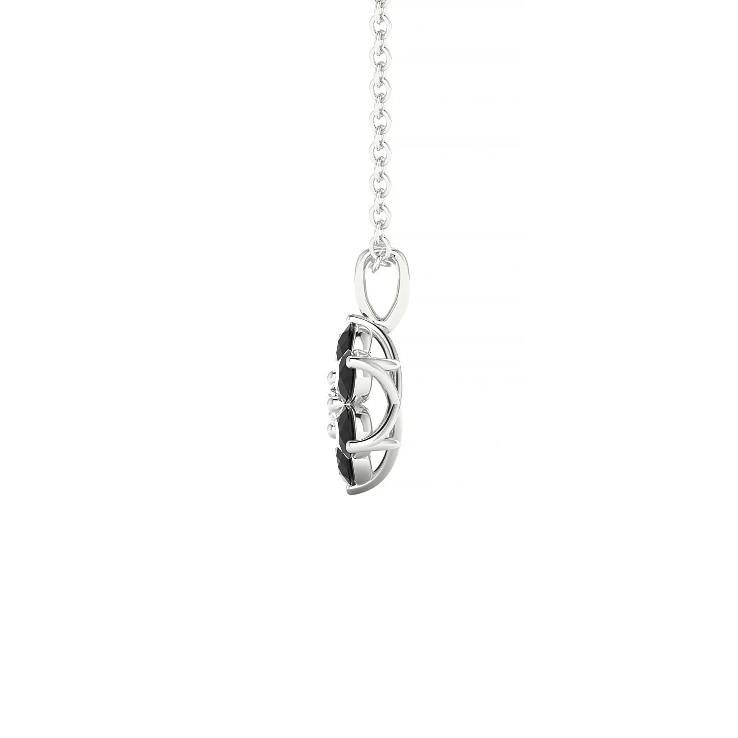 Bloom | 18k White Gold 2.5 mm Round Black Diamond Pendant