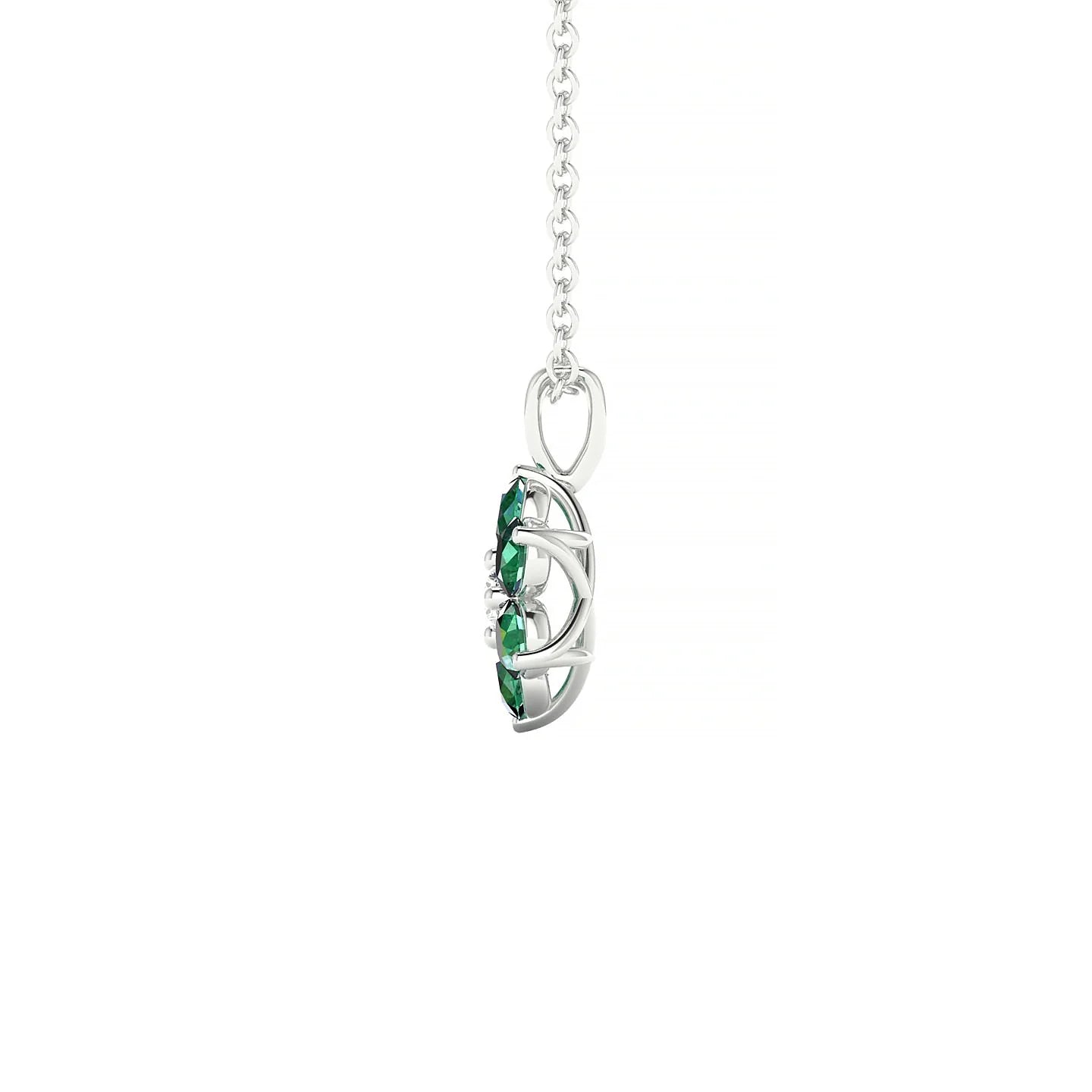 Bloom | 18k White Gold 2.5 mm Round Emerald Pendant