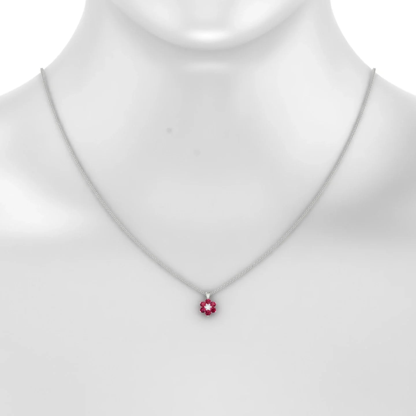 Bloom | 18k White Gold 2.5 mm Round Ruby Pendant