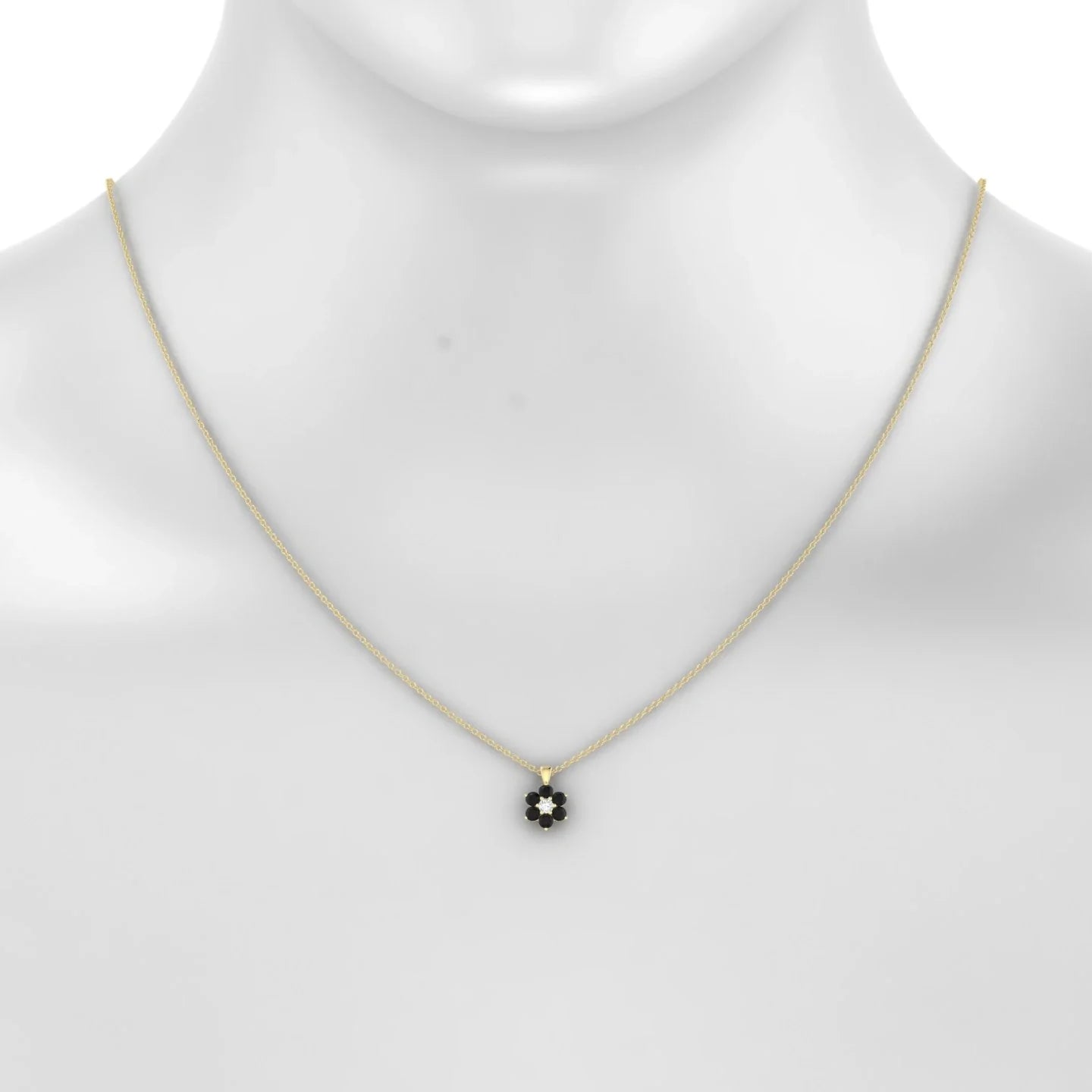 Bloom | 18k Yellow Gold 2.5 mm Round Black Diamond Pendant