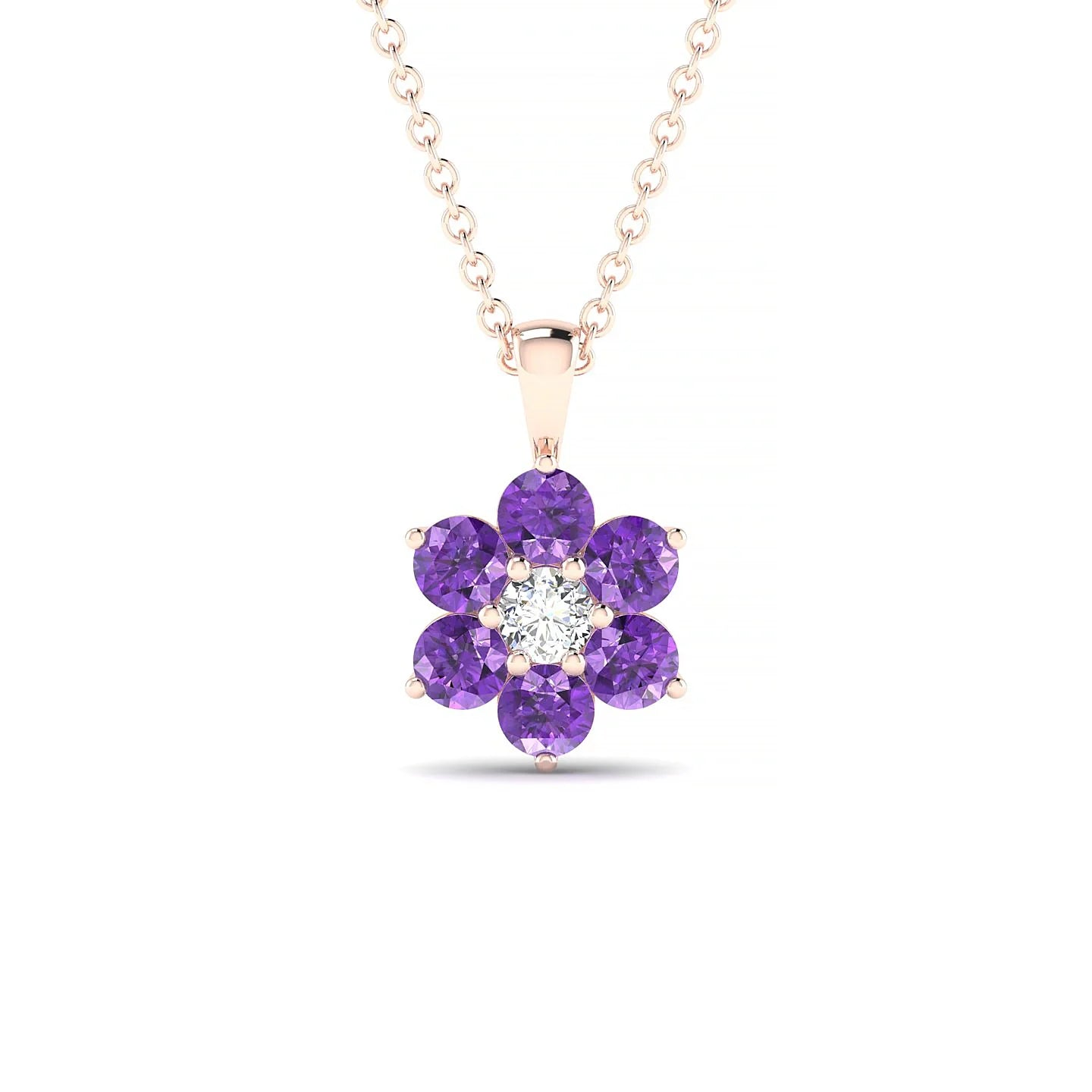 Bloom | 18k Rose Gold 3 mm Round Amethyst Pendant