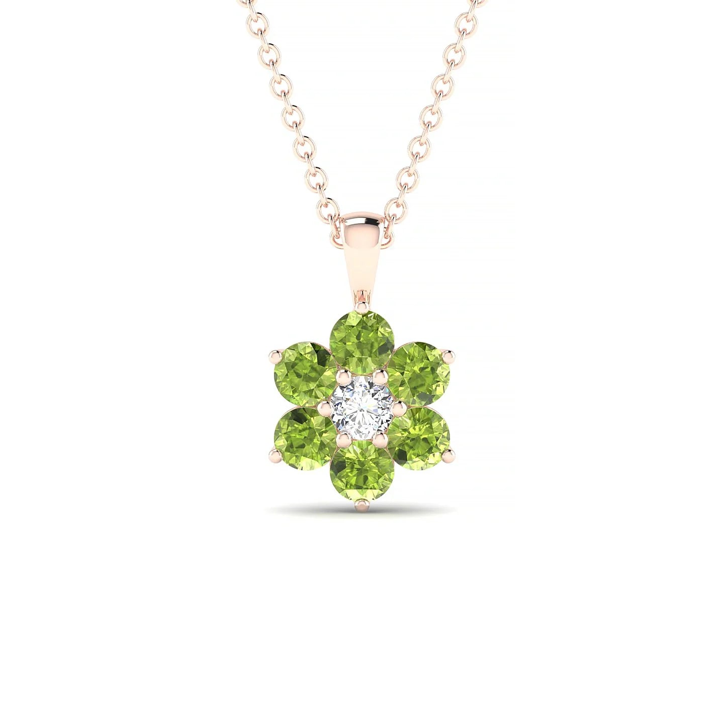 Bloom | 18k Rose Gold 3 mm Round Peridot Pendant