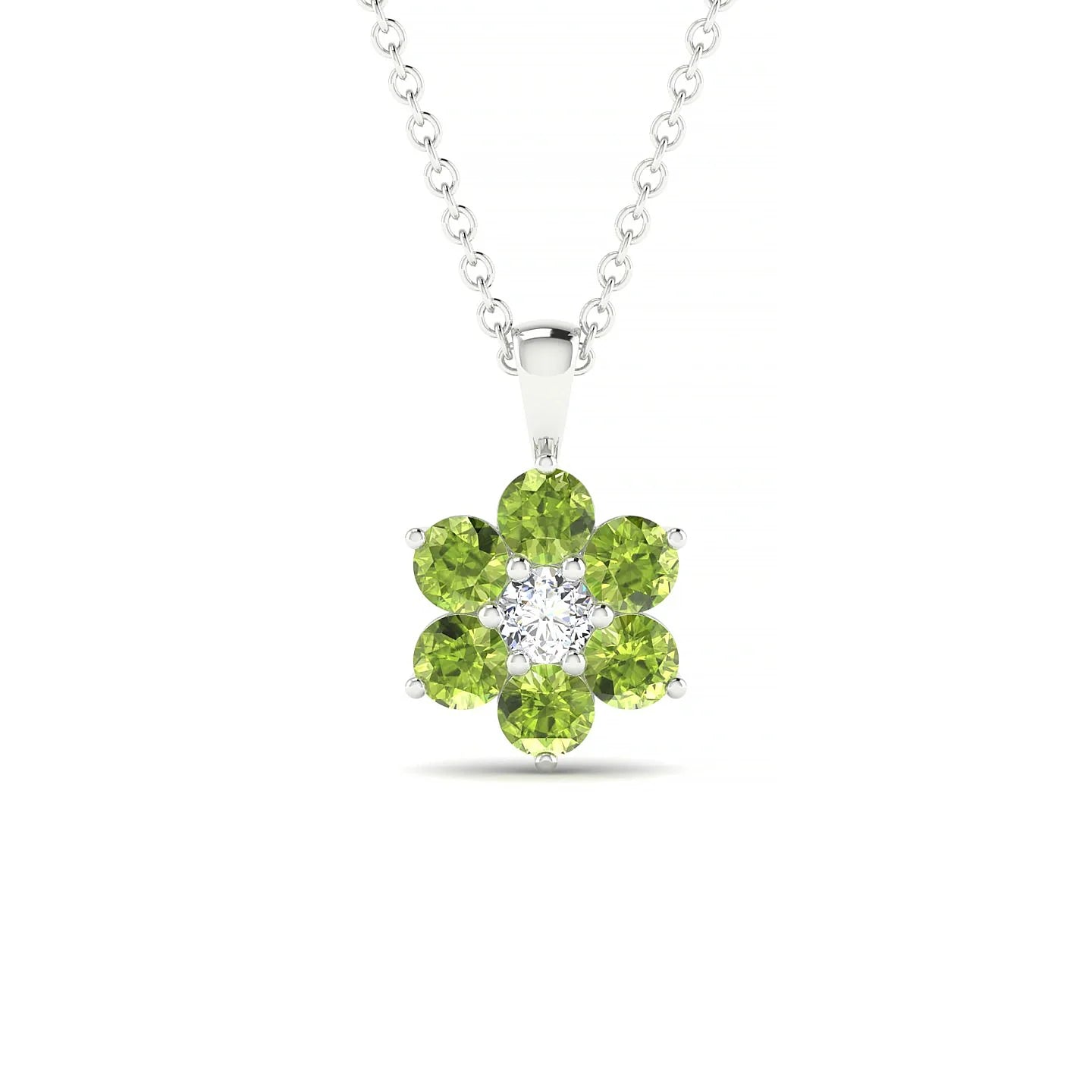 Bloom | 18k White Gold 3 mm Round Peridot Pendant