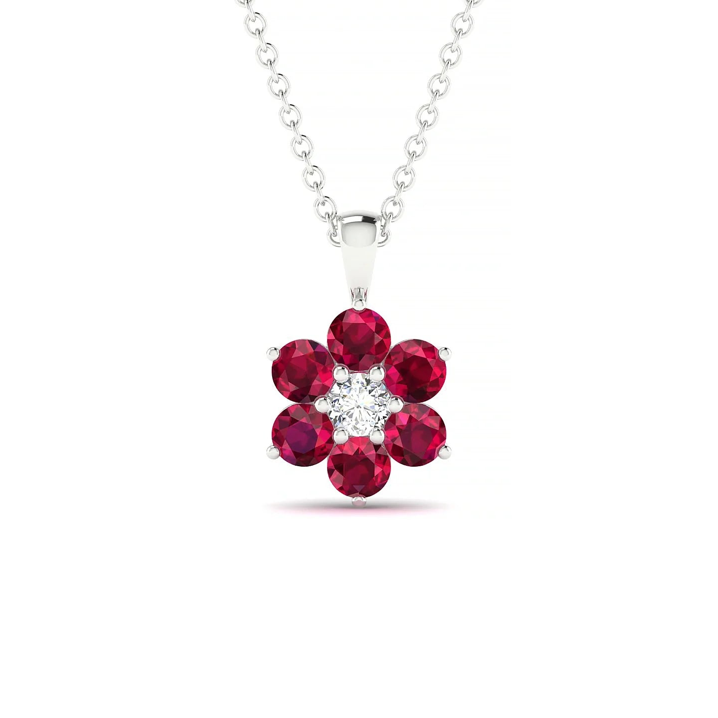 Bloom | 18k White Gold 3 mm Round Ruby Pendant