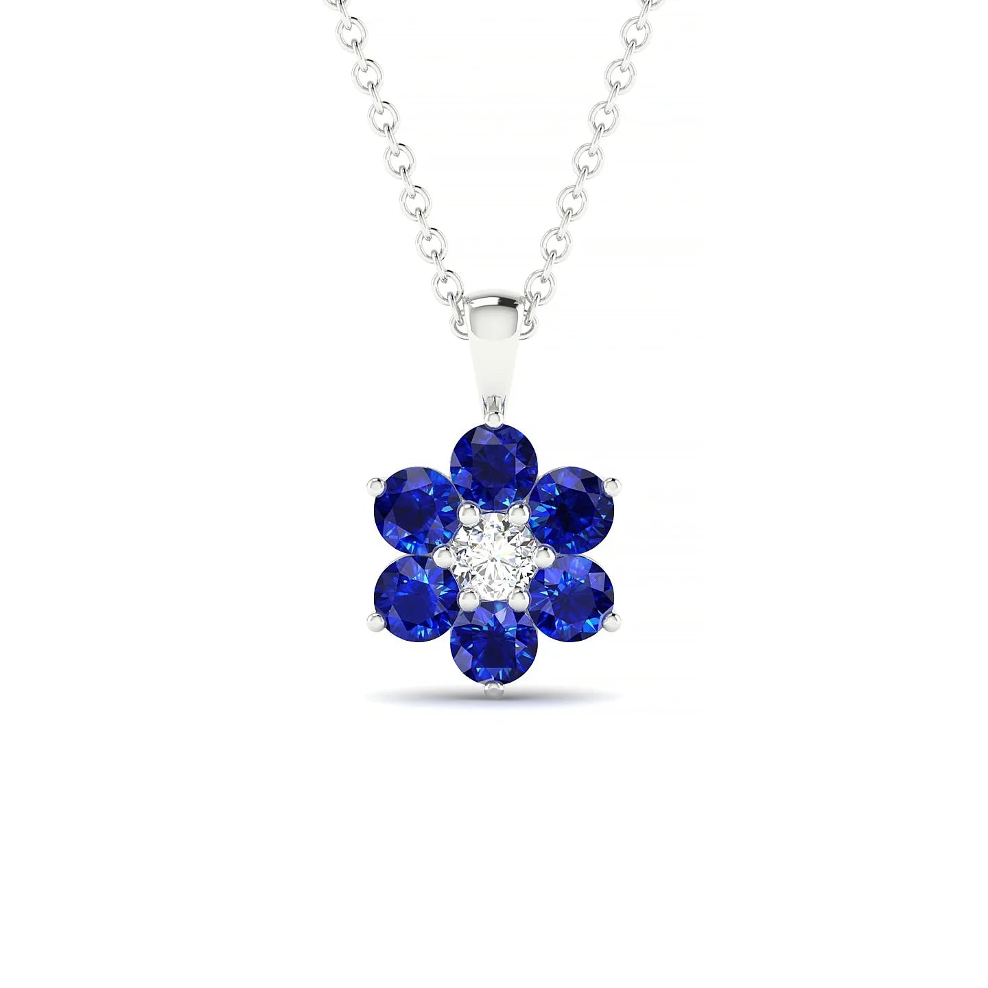 Bloom | 18k White Gold 3 mm Round Sapphire Pendant