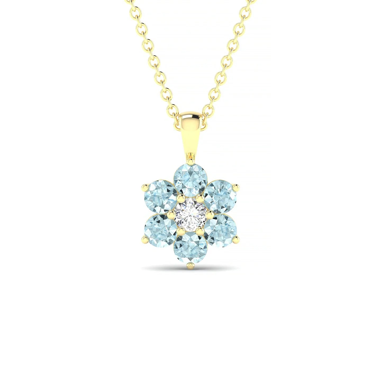 Bloom | 18k Yellow Gold 3 mm Round Aquamarine Pendant