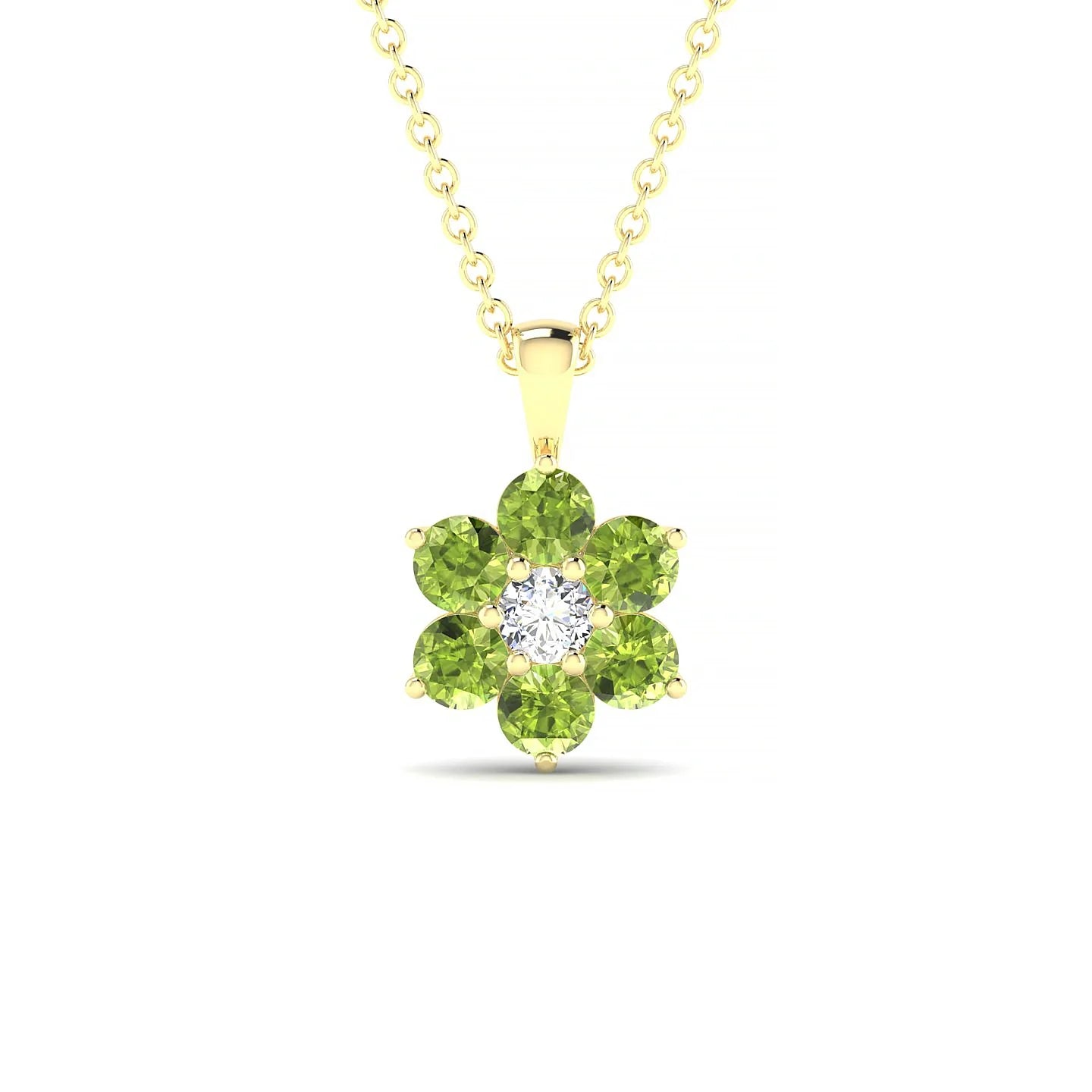 Bloom | 18k Yellow Gold 3 mm Round Peridot Pendant