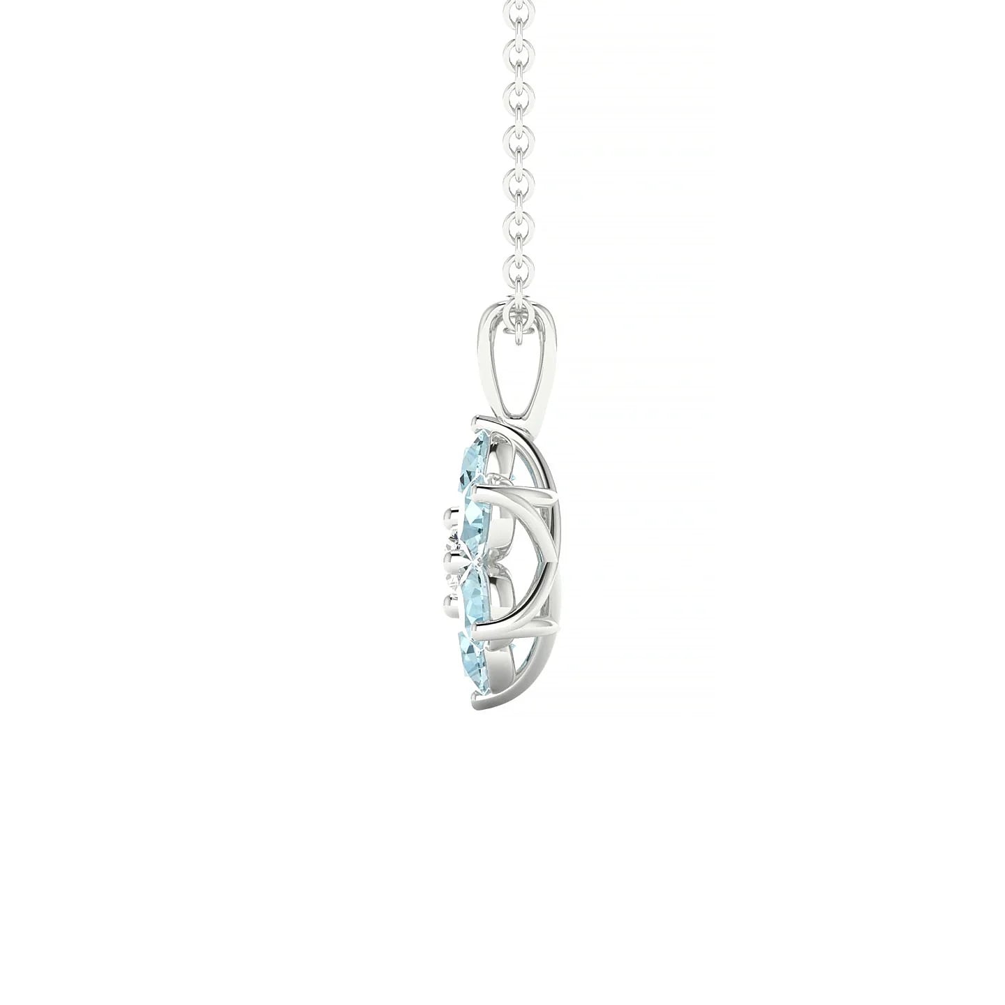 Bloom | 18k White Gold 3 mm Round Aquamarine Pendant