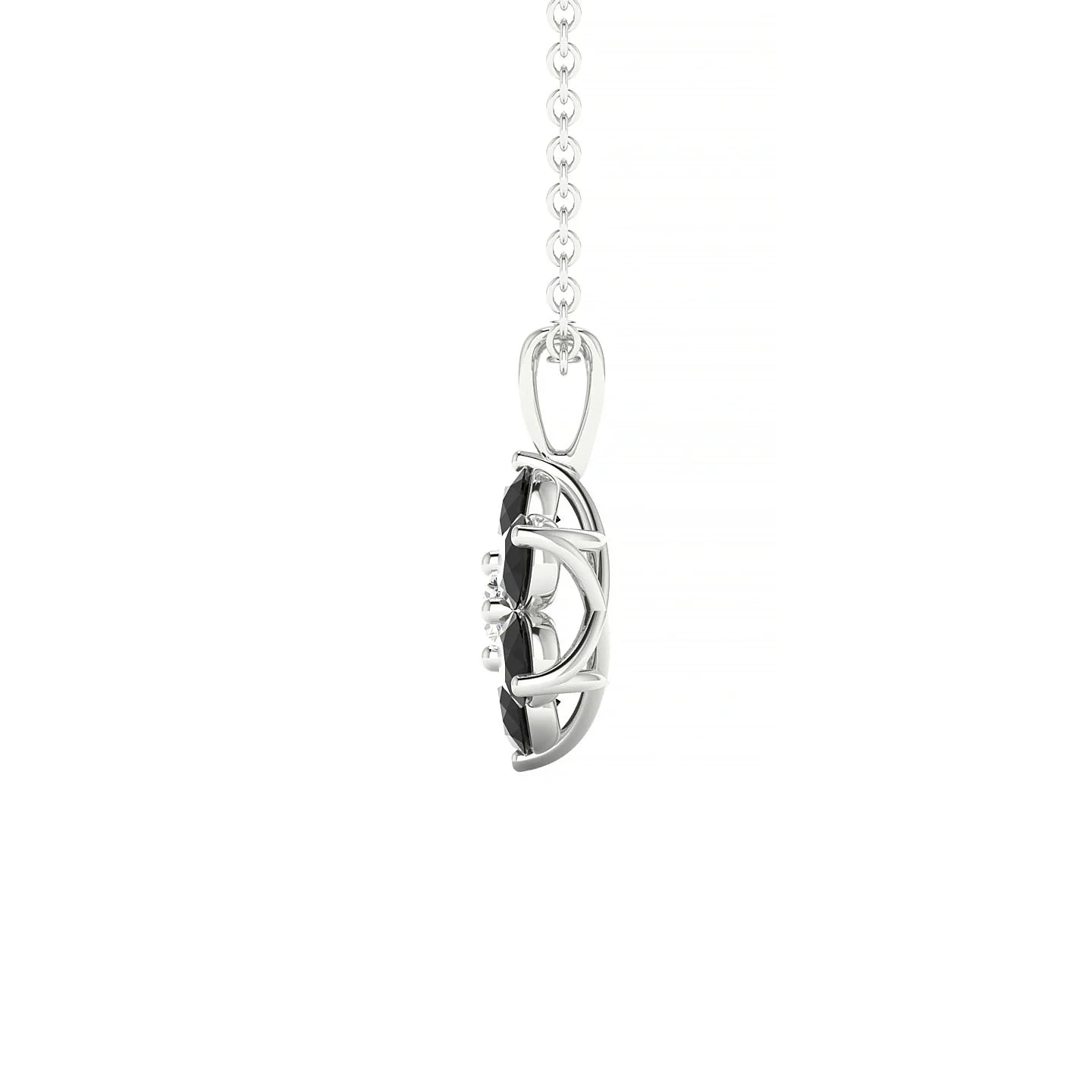 Bloom | 18k White Gold 3 mm Round Black Diamond Pendant