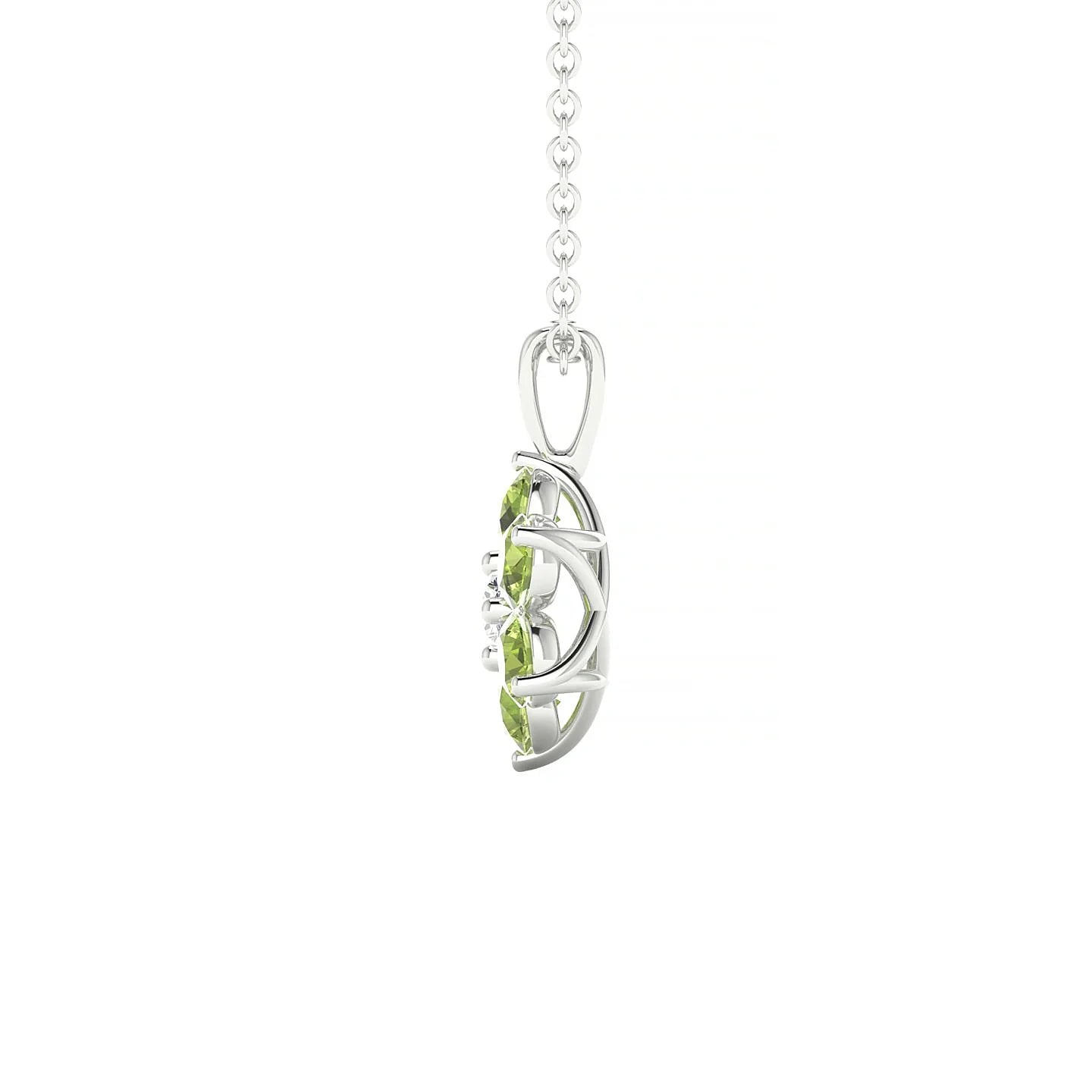 Bloom | 18k White Gold 3 mm Round Peridot Pendant