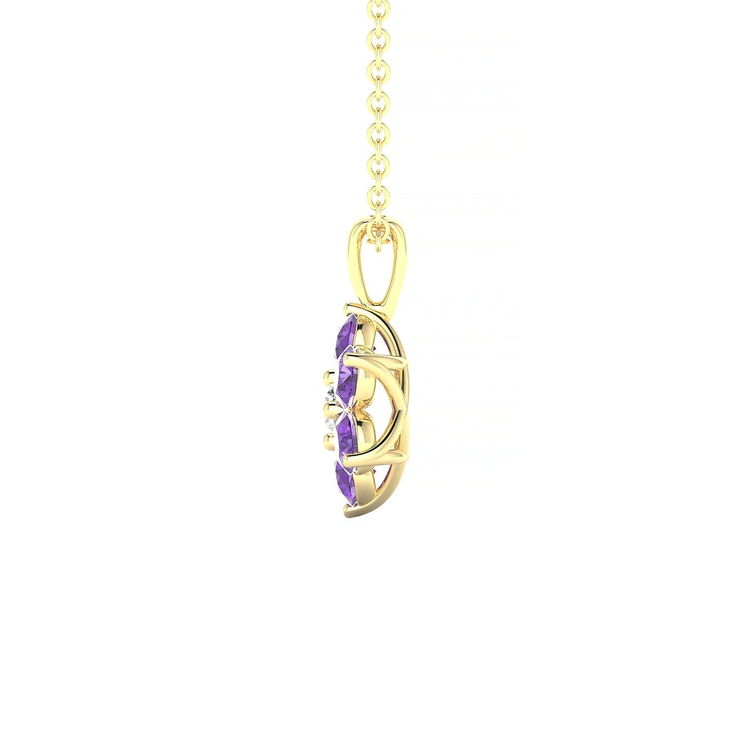 Bloom | 18k Yellow Gold 3 mm Round Amethyst Pendant