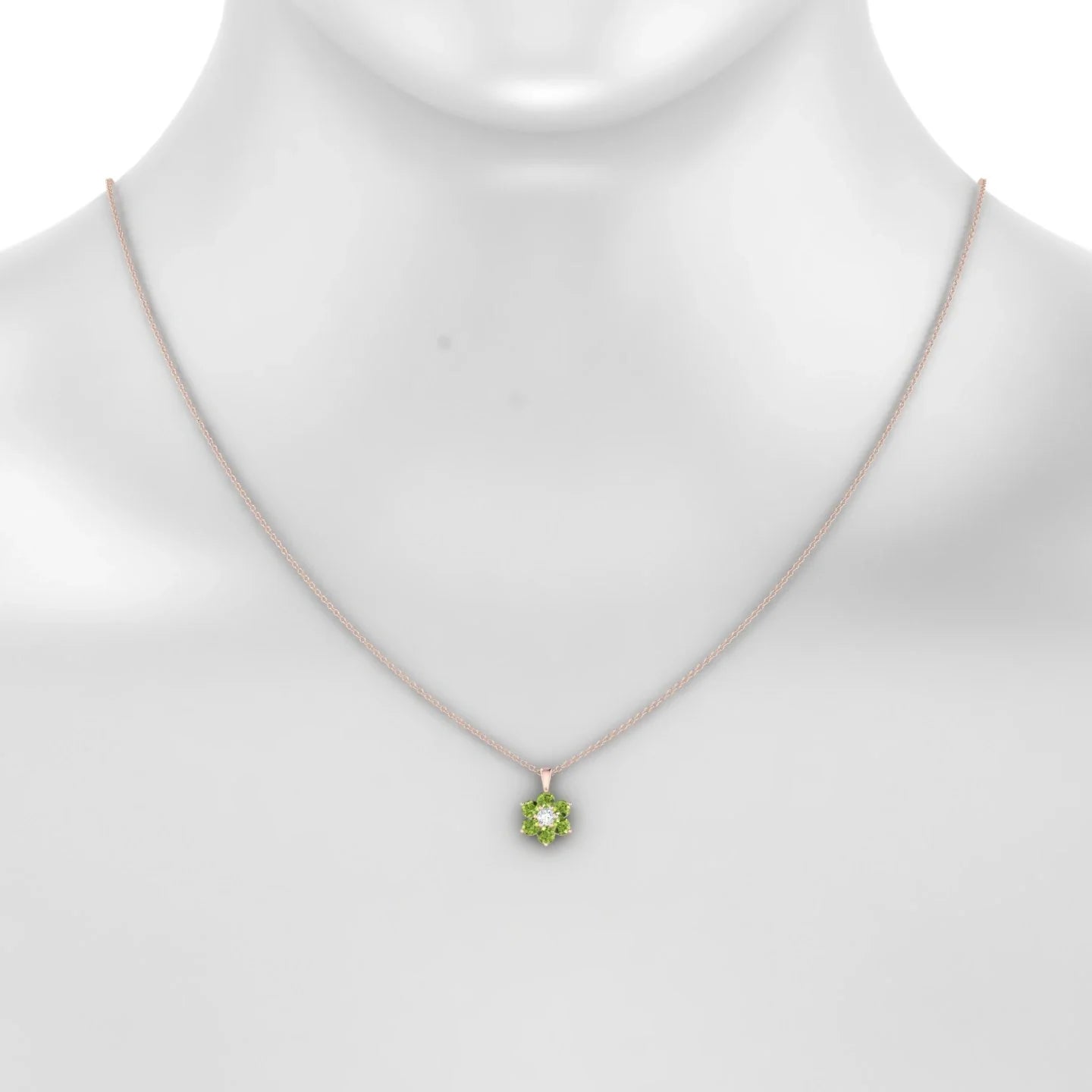 Bloom | 18k Rose Gold 3 mm Round Peridot Pendant