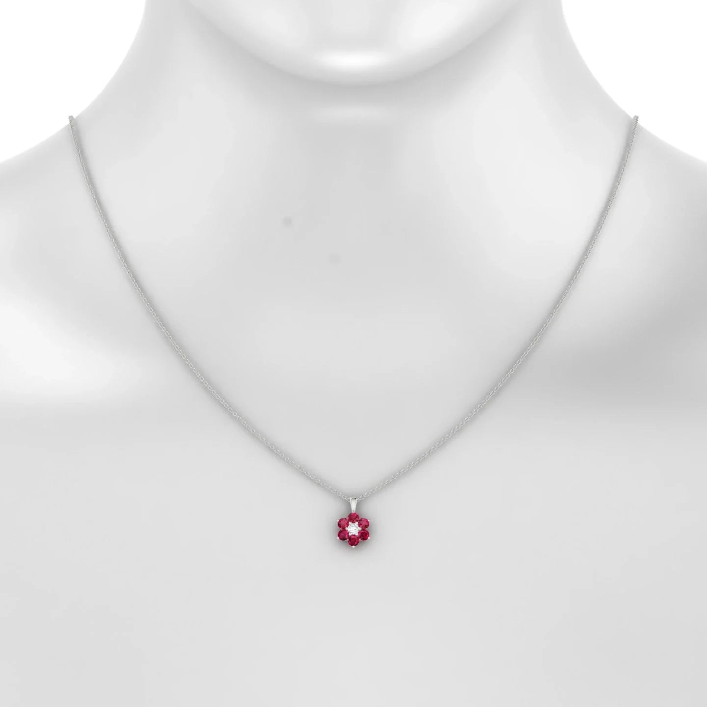 Bloom | 18k White Gold 3 mm Round Ruby Pendant