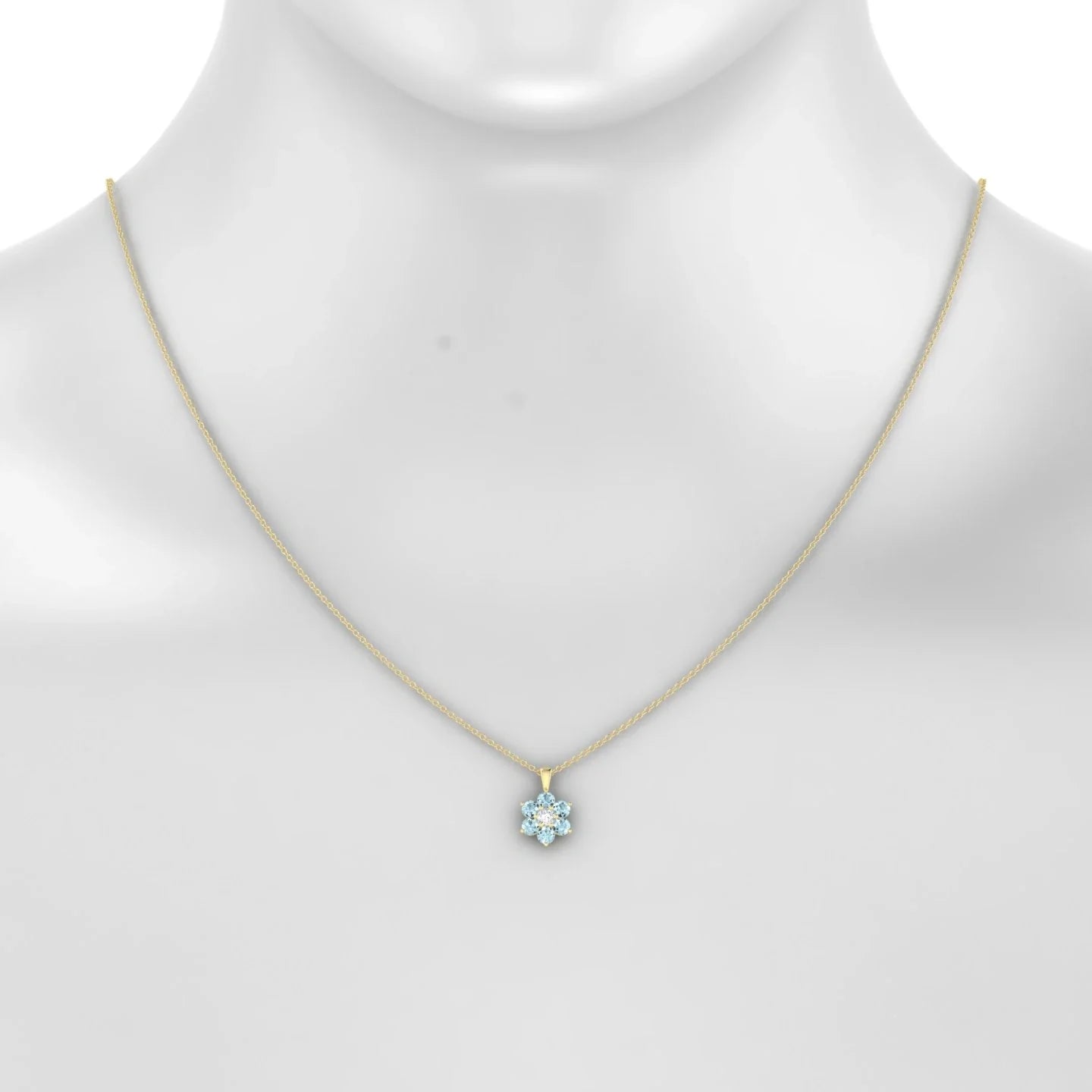 Bloom | 18k Yellow Gold 3 mm Round Aquamarine Pendant