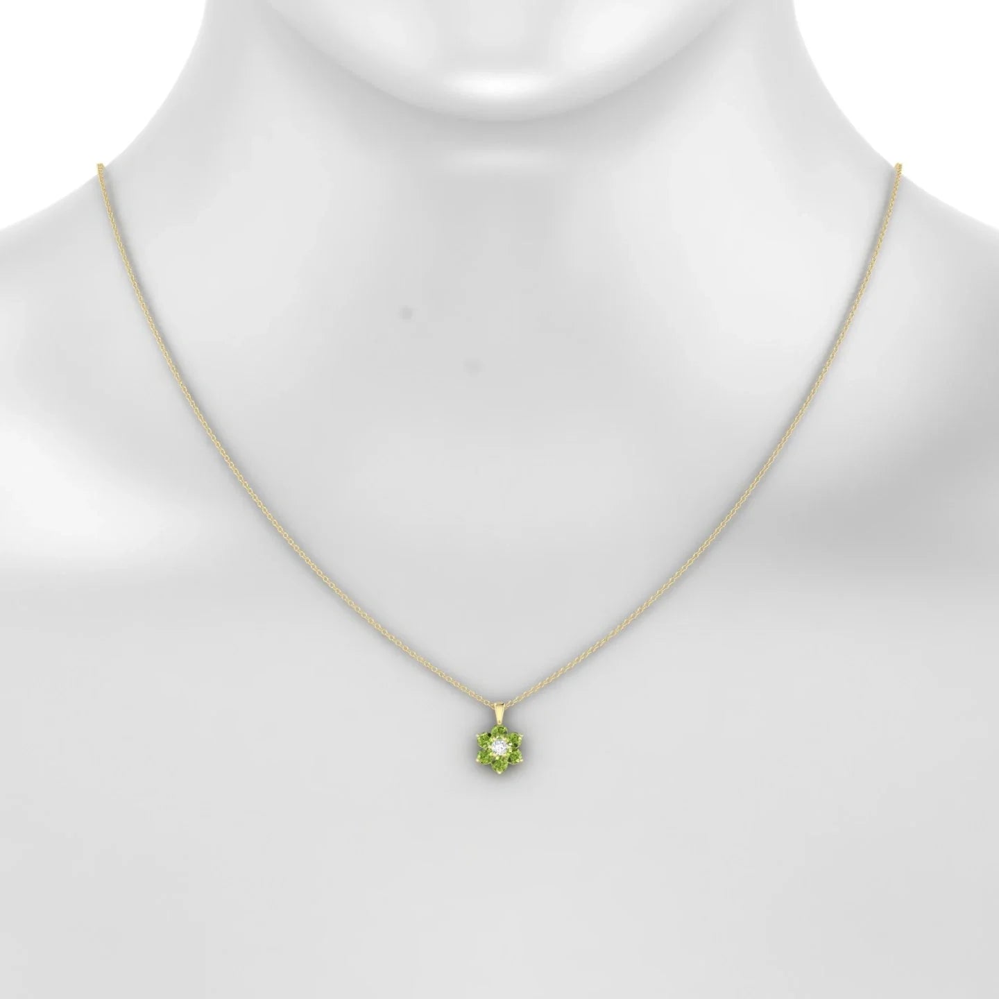 Bloom | 18k Yellow Gold 3 mm Round Peridot Pendant
