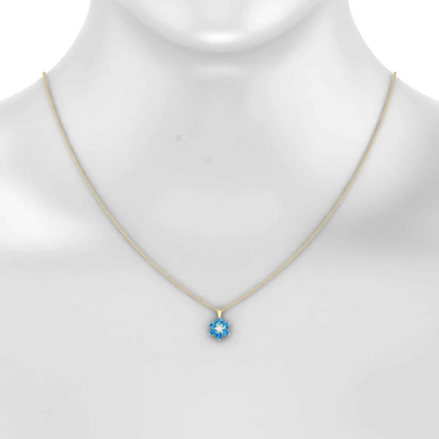 Bloom | 18k Yellow Gold 3 mm Round Topaz Pendant