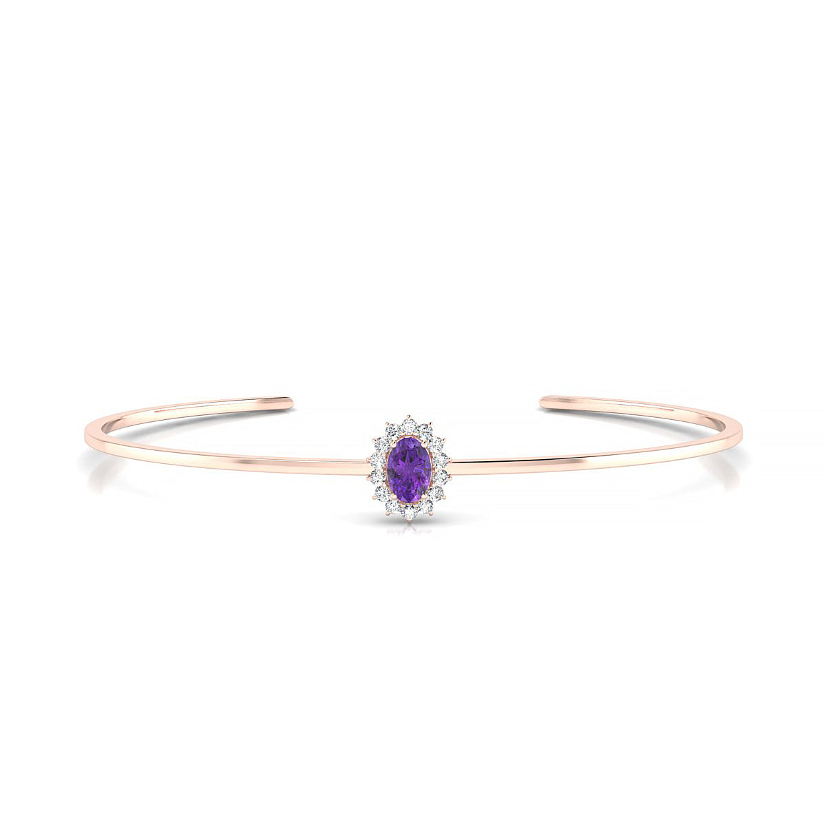 Blossom | 18k Rose Gold 6 x 4 mm Oval Amethyst Bangle