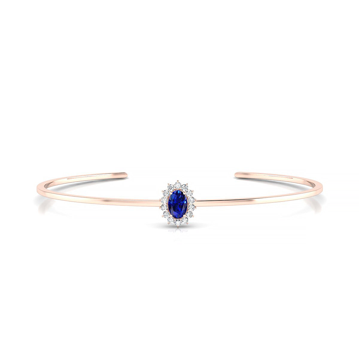 Blossom | 18k Rose Gold 6 x 4 mm Oval Sapphire Bangle