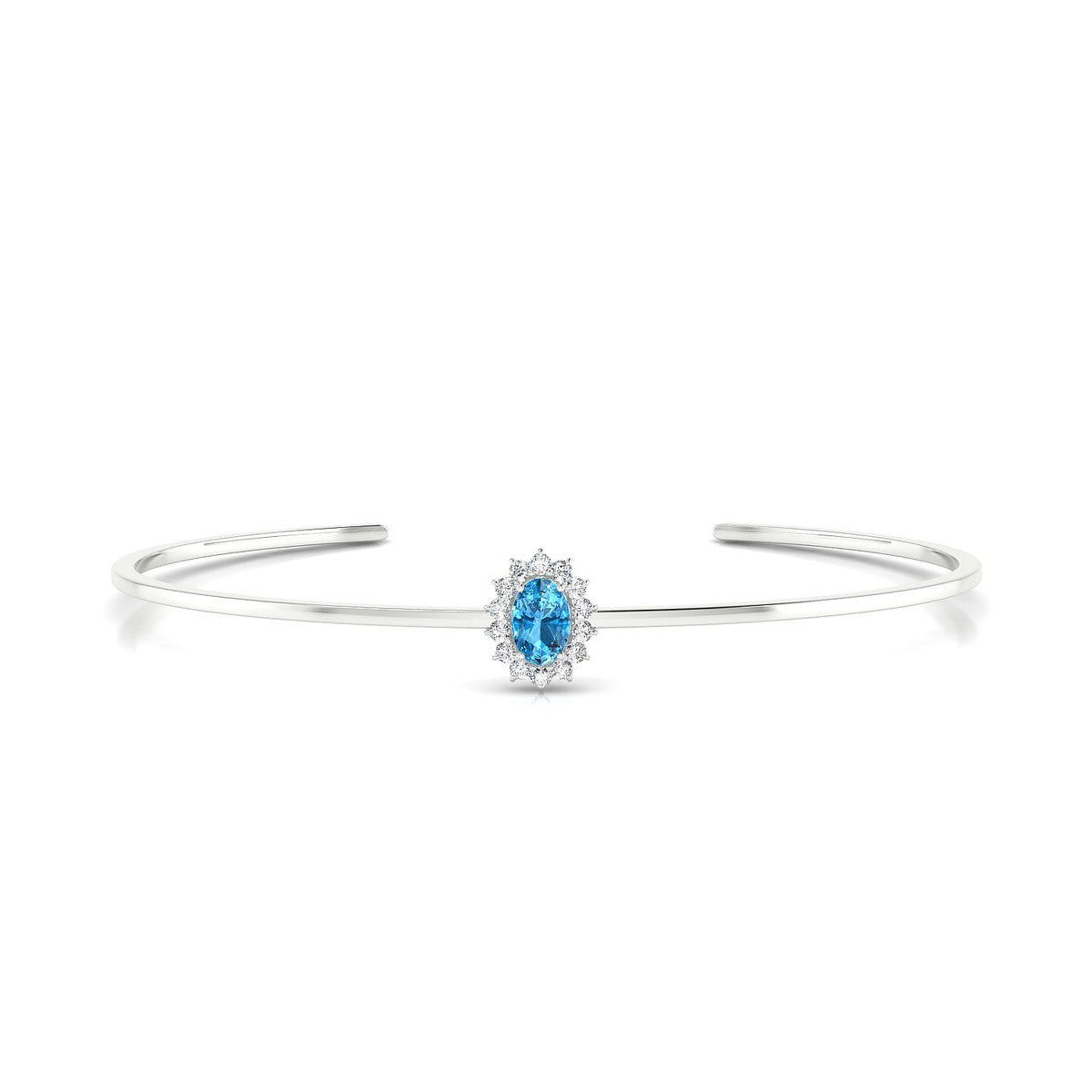 Blossom | 18k White Gold 6 x 4 mm Oval Topaz Bangle