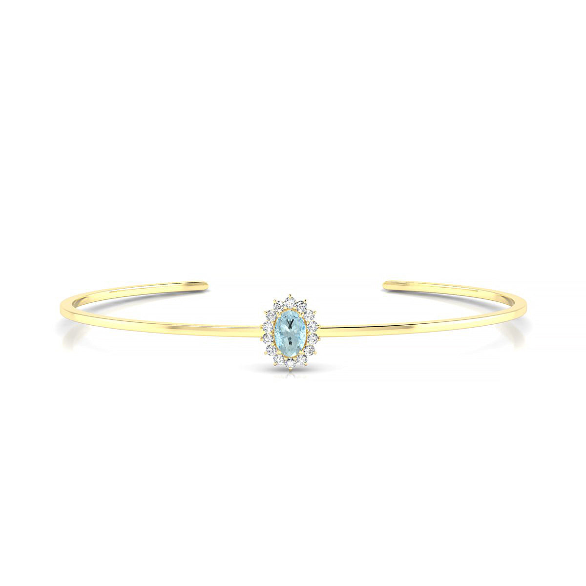 Blossom | 18k Yellow Gold 6 x 4 mm Oval Aquamarine Bangle