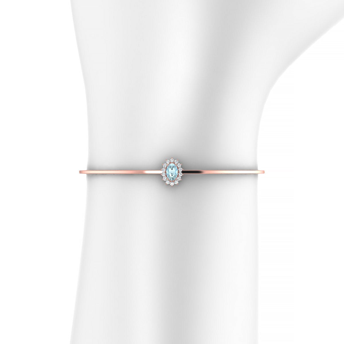 Blossom | 18k Rose Gold 6 x 4 mm Oval Aquamarine Bangle
