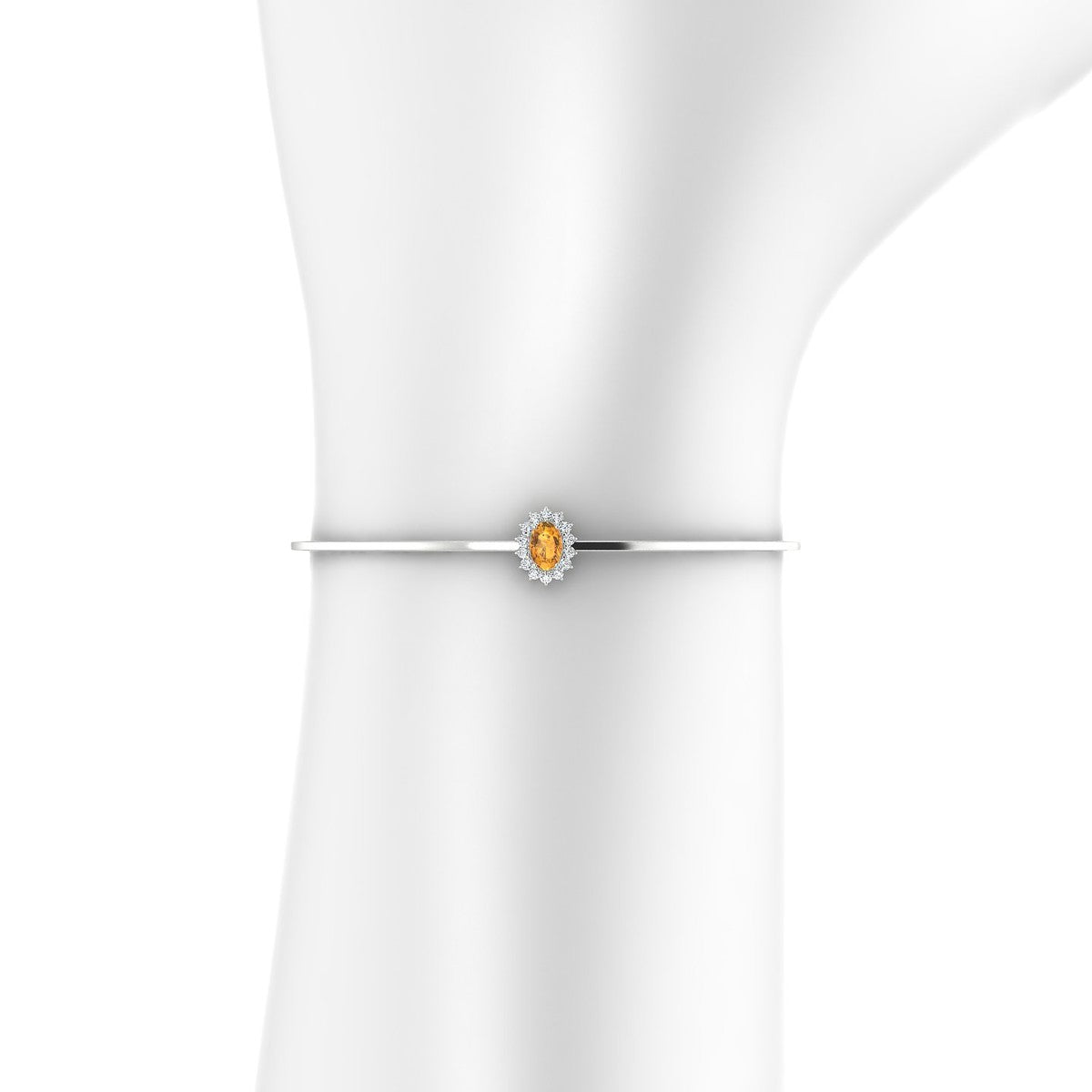 Blossom | 18k White Gold 6 x 4 mm Oval Citrine Bangle