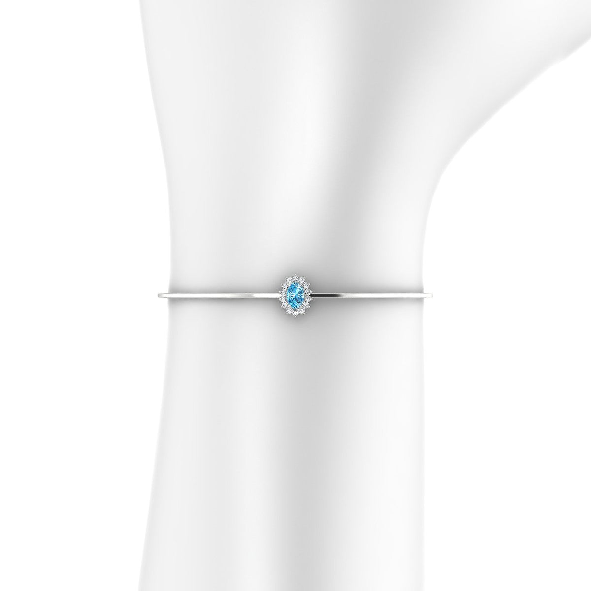 Blossom | 18k White Gold 6 x 4 mm Oval Topaz Bangle
