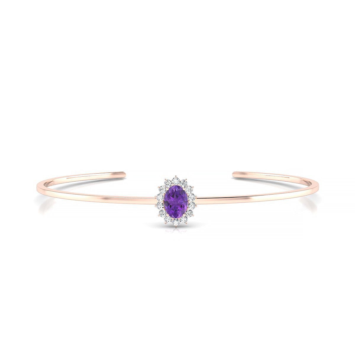 Blossom | 18k Rose Gold 7 x 5 mm Oval Amethyst Bangle