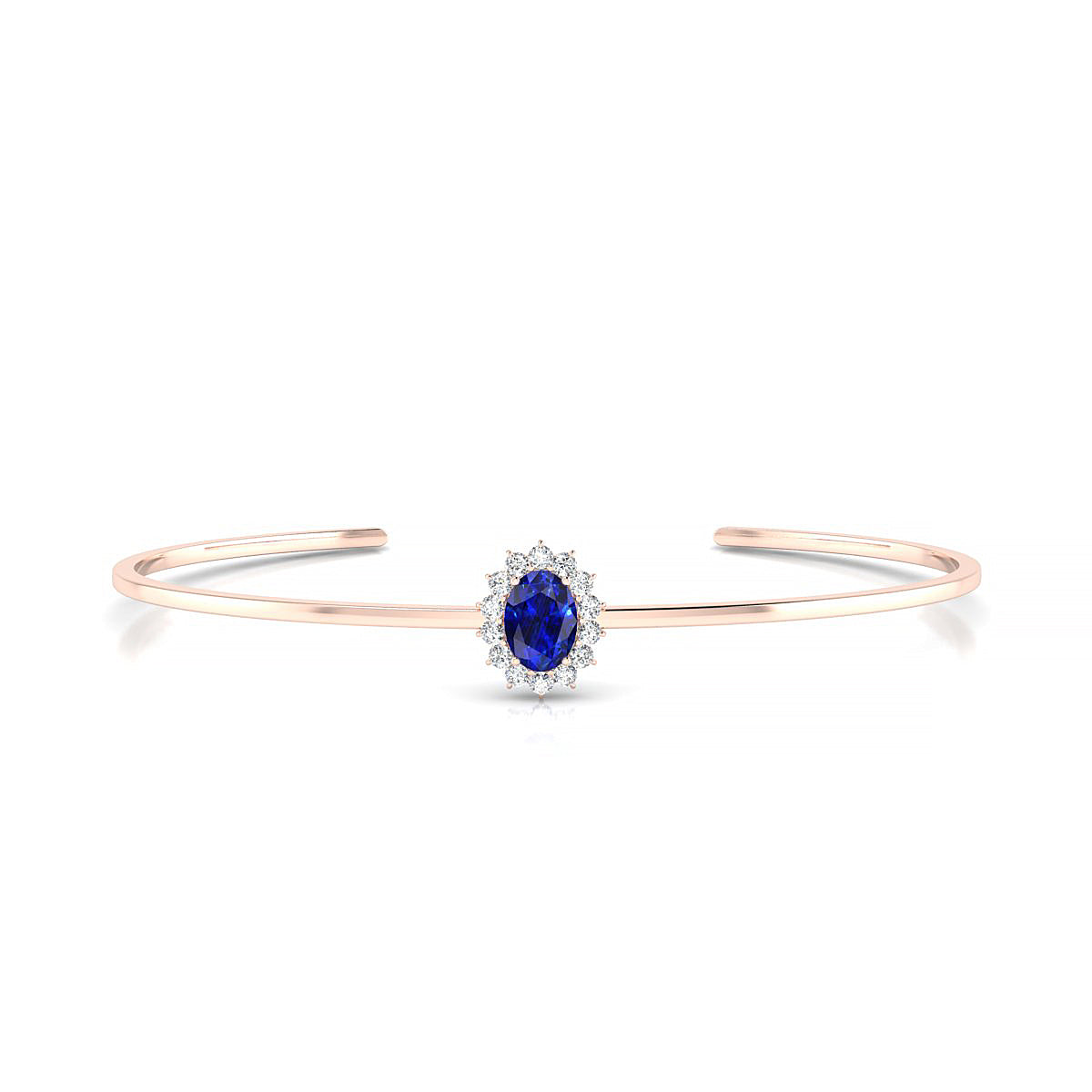Blossom | 18k Rose Gold 7 x 5 mm Oval Sapphire Bangle