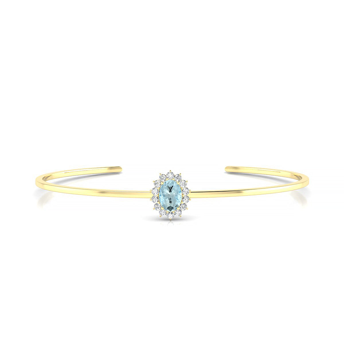 Blossom | 18k Yellow Gold 7 x 5 mm Oval Aquamarine Bangle